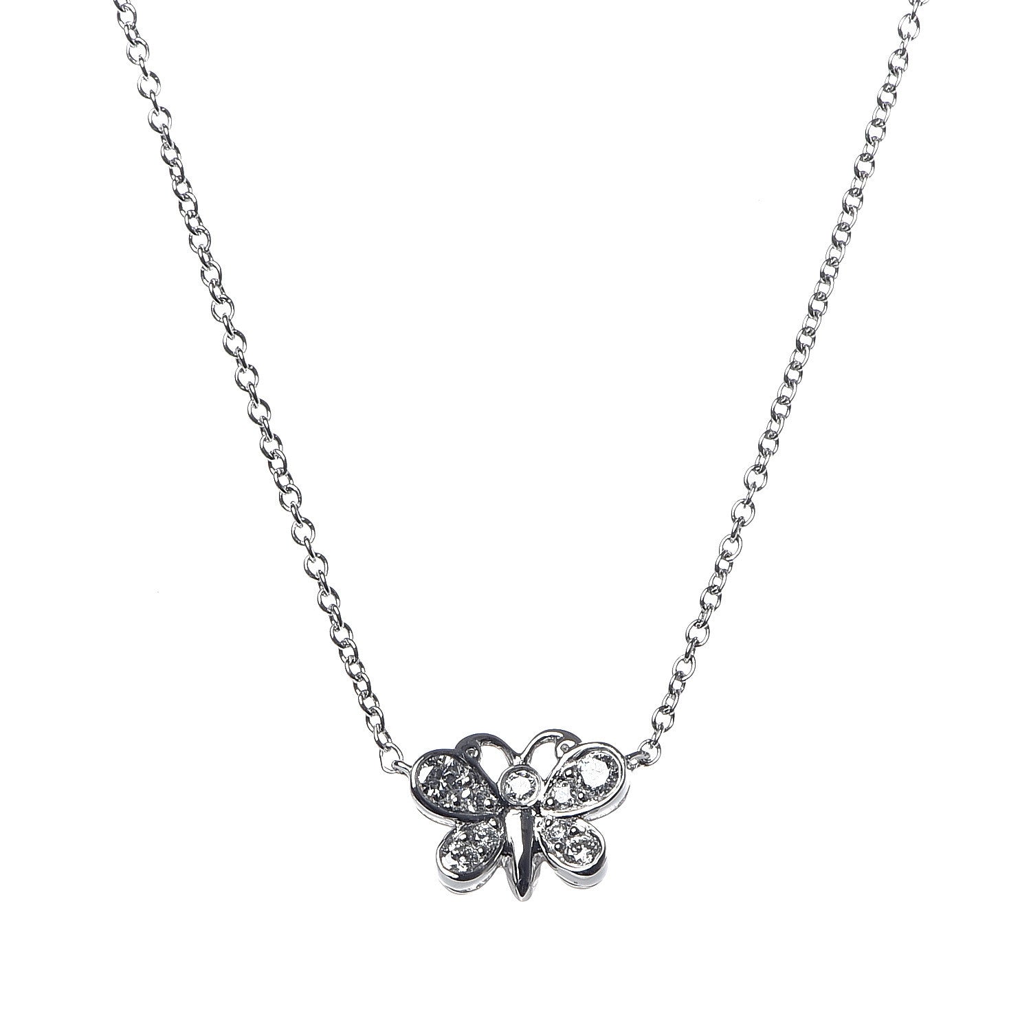 Tiffany Platinum Diamond Small Enchant Butterfly Pendant Necklace 4 of 7