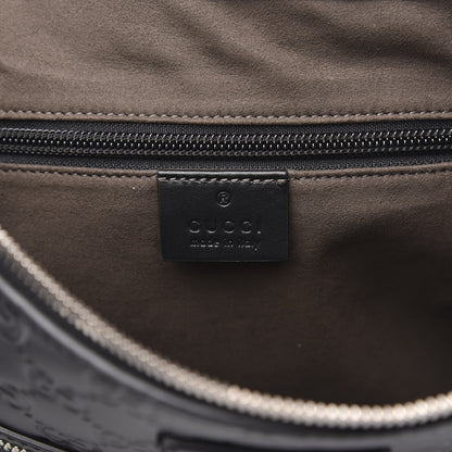 Gucci Guccissima Signature Medium Flat Messenger Bag Black 5 of 9