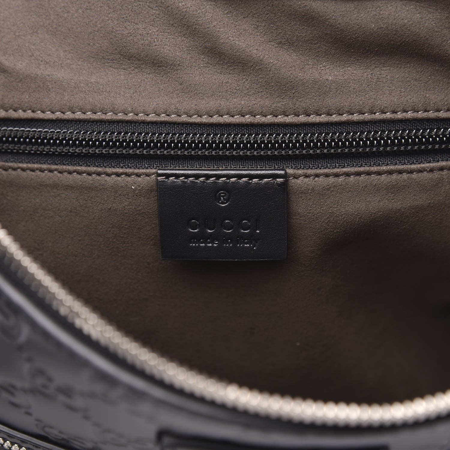 Gucci Guccissima Signature Medium Flat Messenger Bag Black 5 of 9