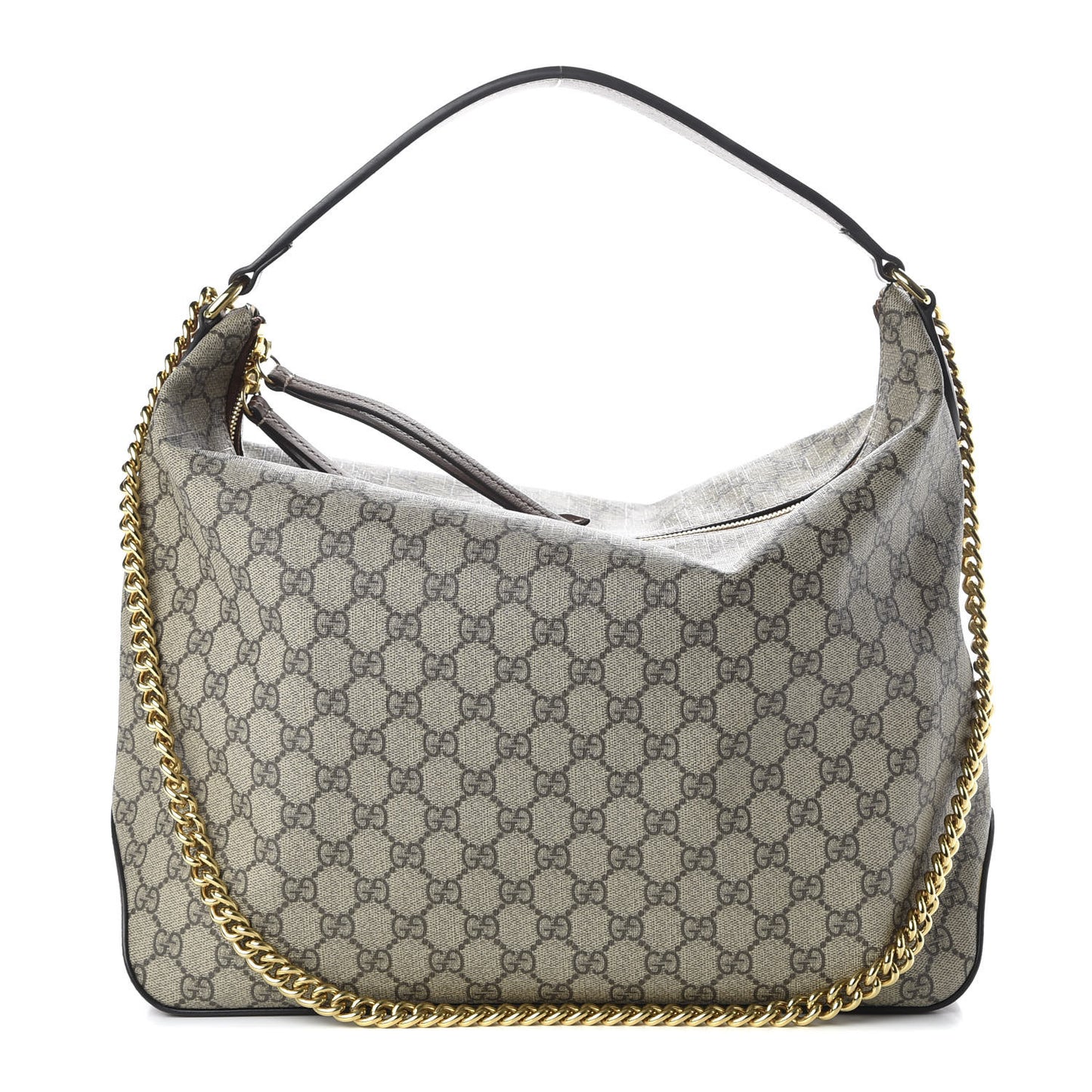 GG Supreme Monogram Large Linea A Hobo Light Brown