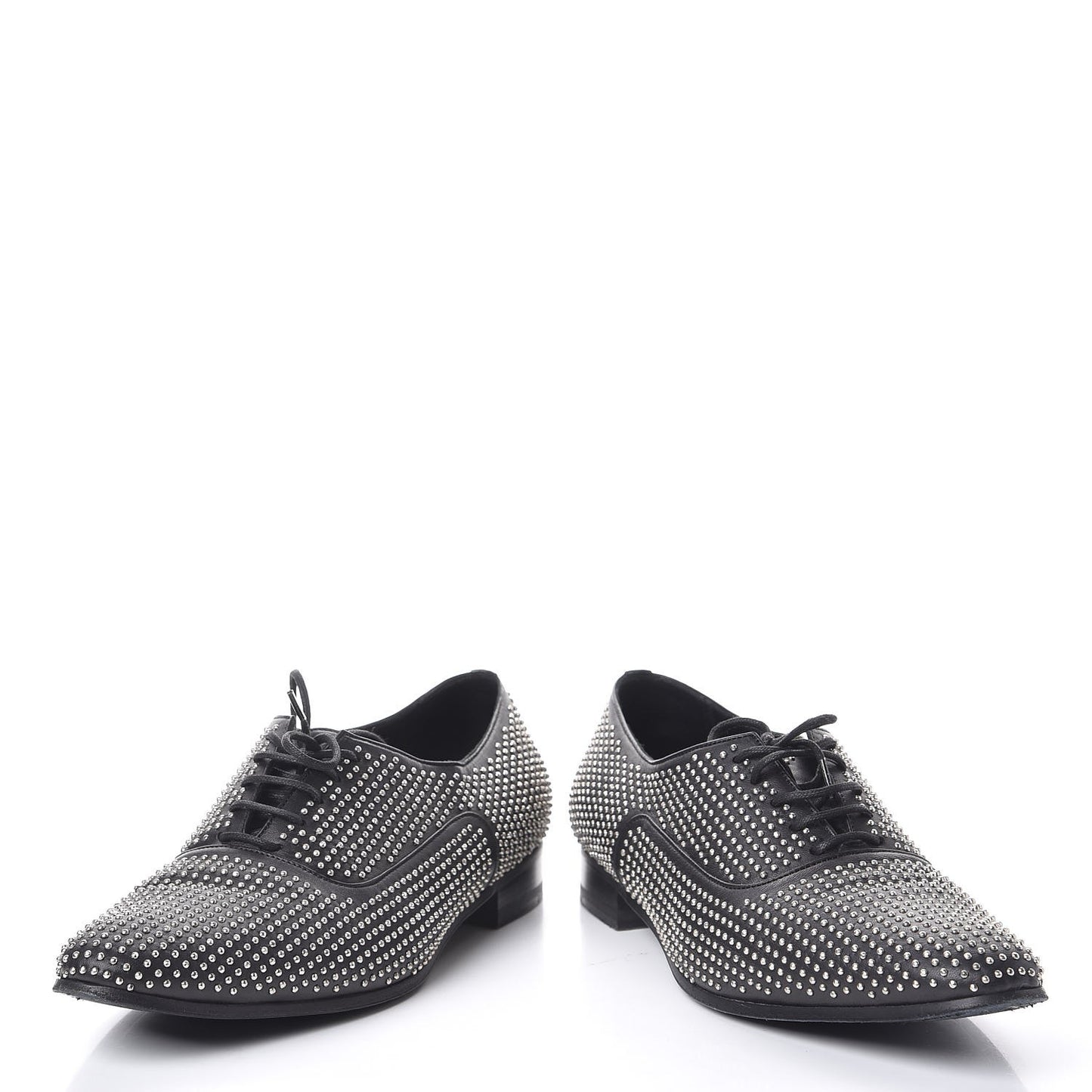 Calfskin Metal Eyelet LuLu Richelieu Metal Eyelet Lace Up Oxfords 38.5 Black