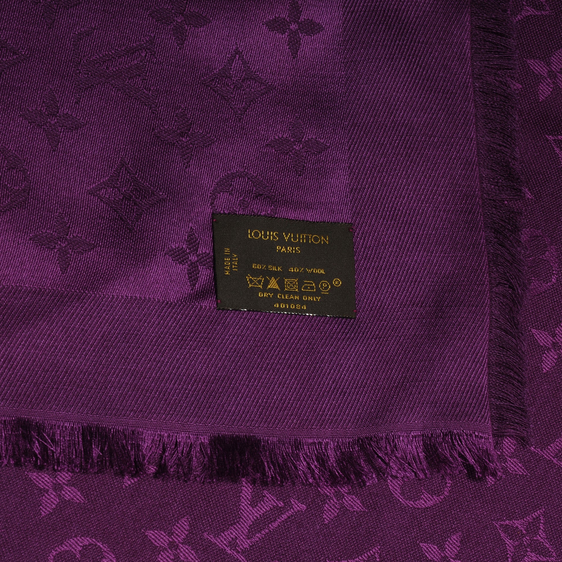 Louis Vuitton Wool Silk Monogram Shawl Cassis 5 of 5