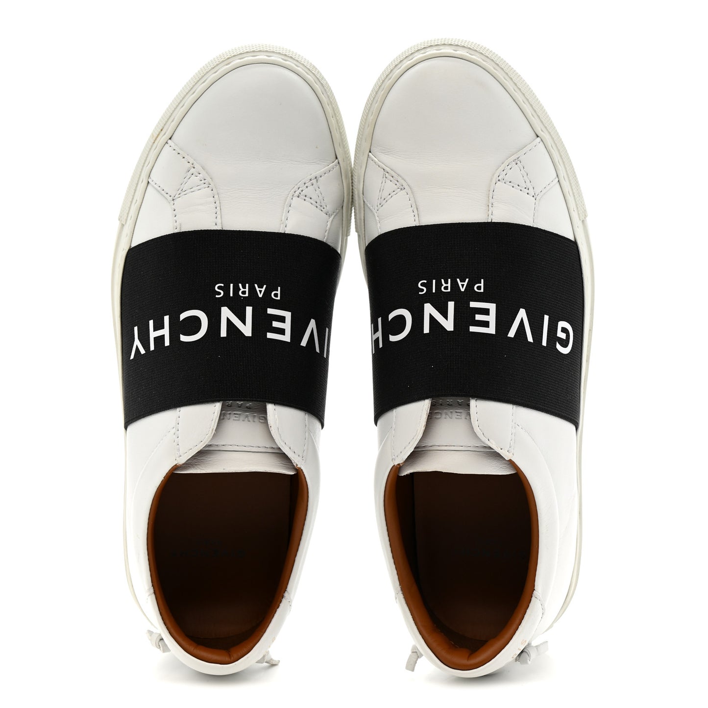 Calfskin Band Logo Womens Urban Street Sneakers 35 White Black