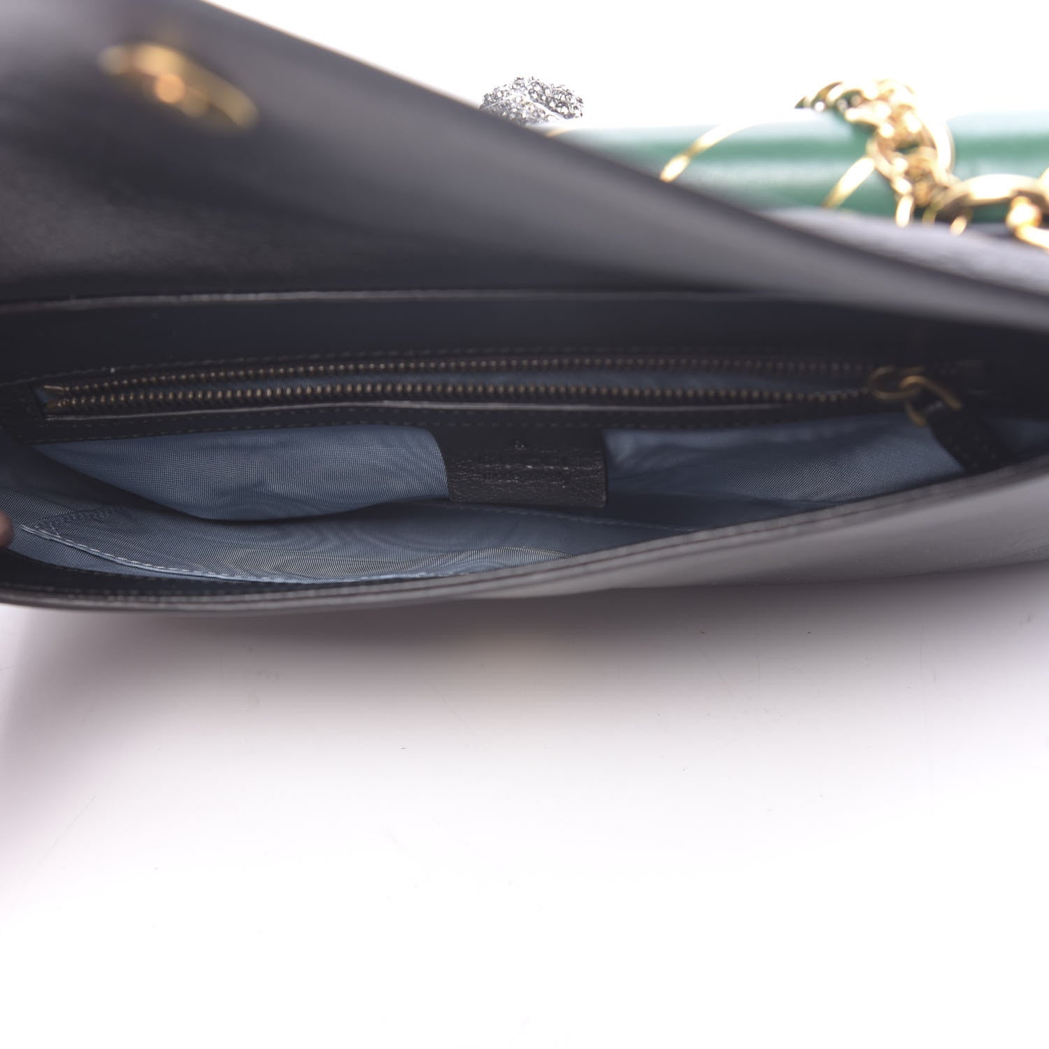 Gucci Calfskin Diagonal GG Medium Thiara Double Envelope Shoulder Bag Emerald Green Black 5 of 14