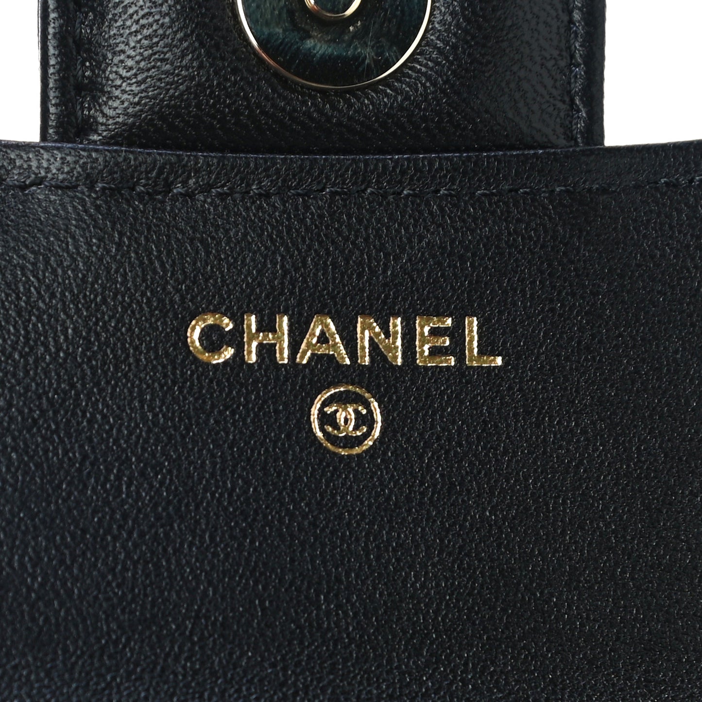 Lambskin Quilted Top Handle Flap Coin Purse With Chain Black