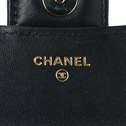 Chanel Lambskin Quilted Top Handle Flap Coin Purse With Chain Black 6 of 15
