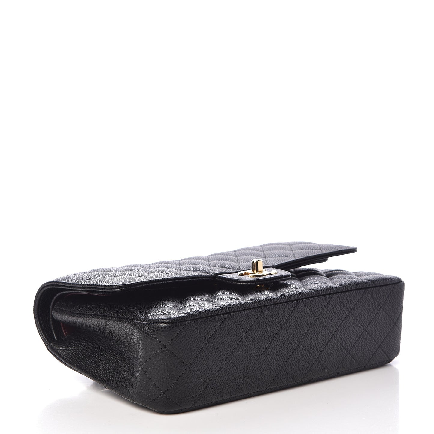 Caviar Quilted Medium Double Flap Black