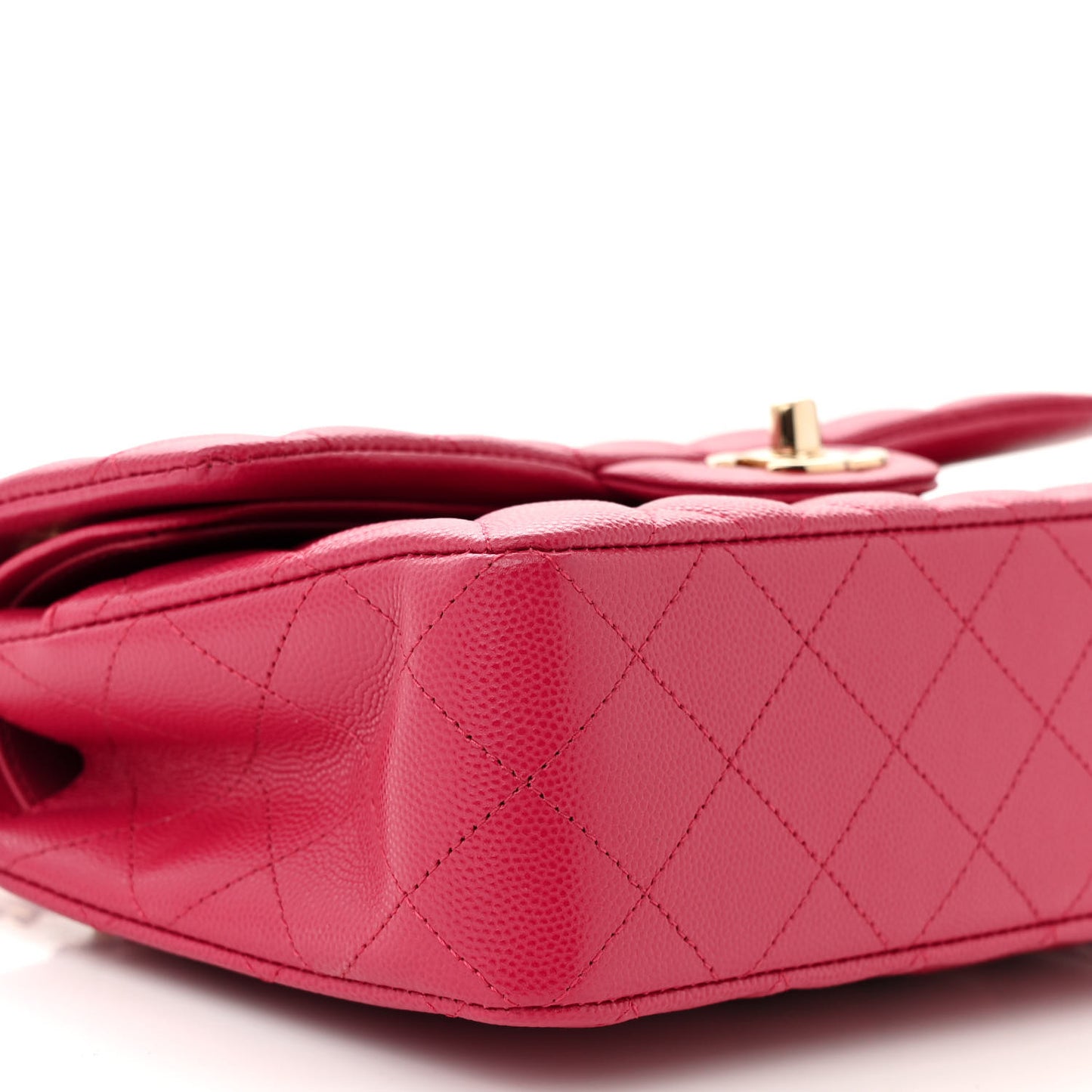 Caviar Quilted Small Double Flap Fuchsia