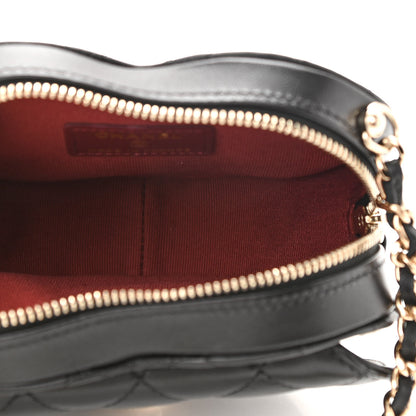 Chanel Lambskin Quilted CC In Love Heart Clutch With Chain Black 5 of 11