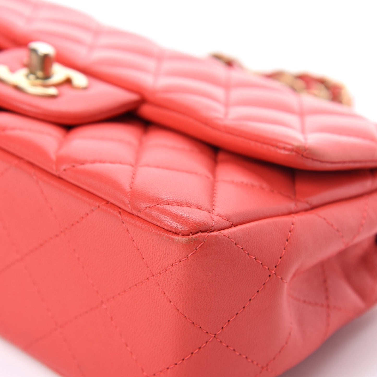 Lambskin Quilted Mini Rectangular Flap Red