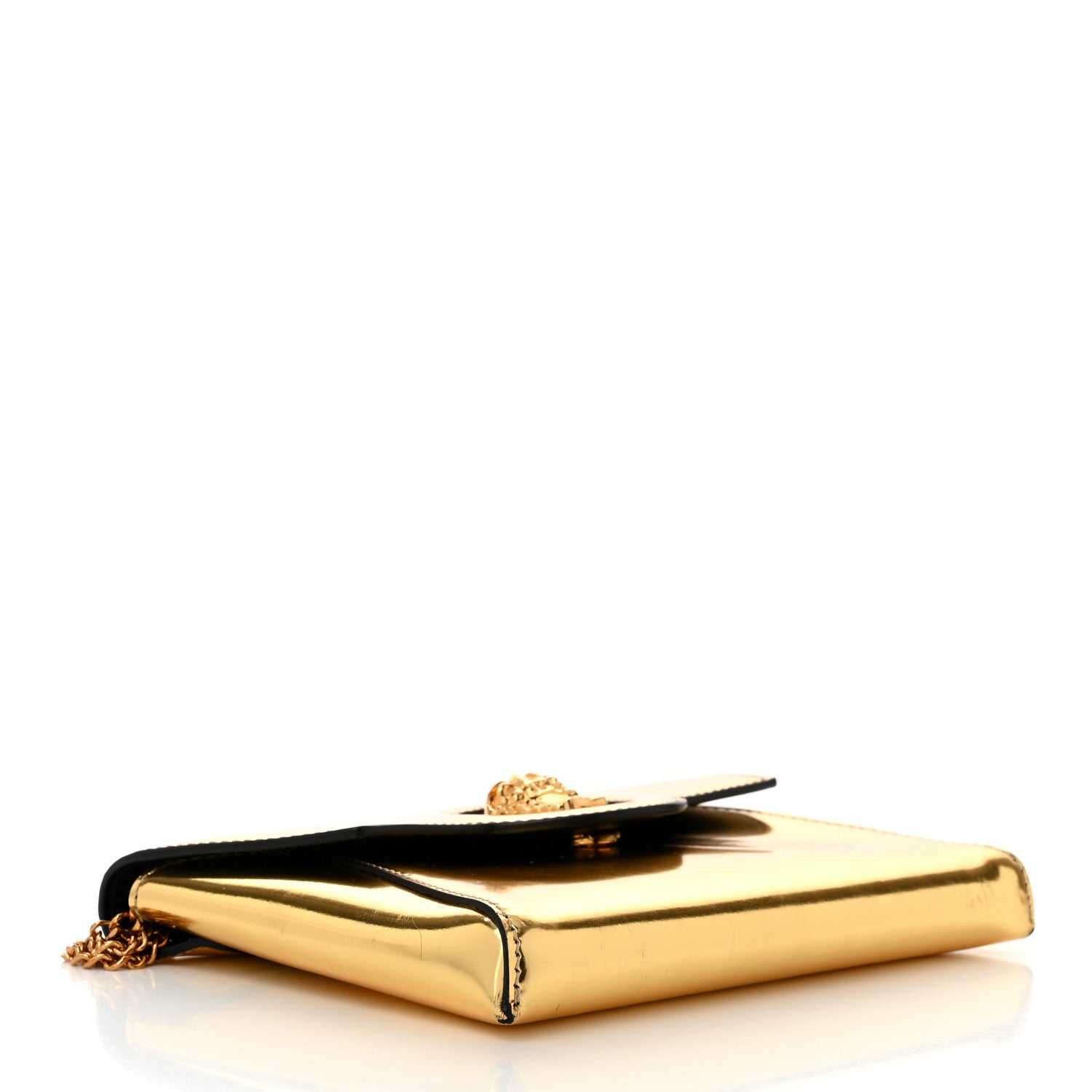 Versace Patent Metallic La Medusa Pouch On Chain Gold 4 of 12