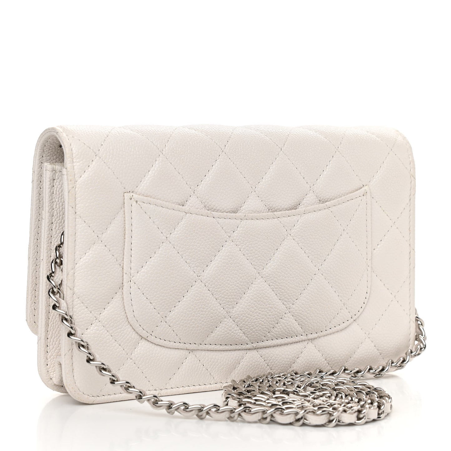 Caviar Quilted Wallet On Chain WOC White