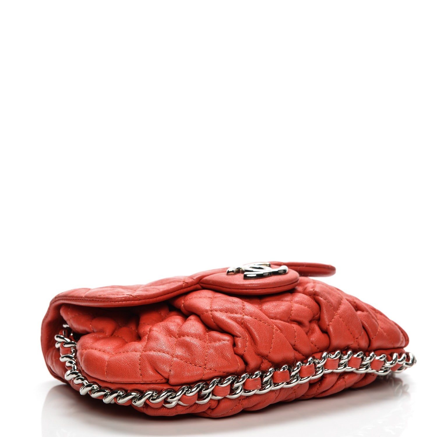 Chanel Washed Lambskin Mini Chain Around Messenger Red 4 of 9