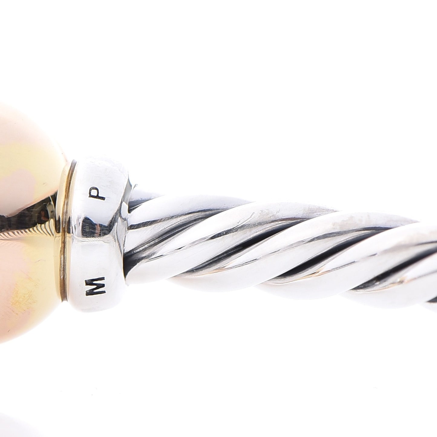 Sterling Silver 18K Yellow Gold Diamond 9mm Solari Bead Bracelet