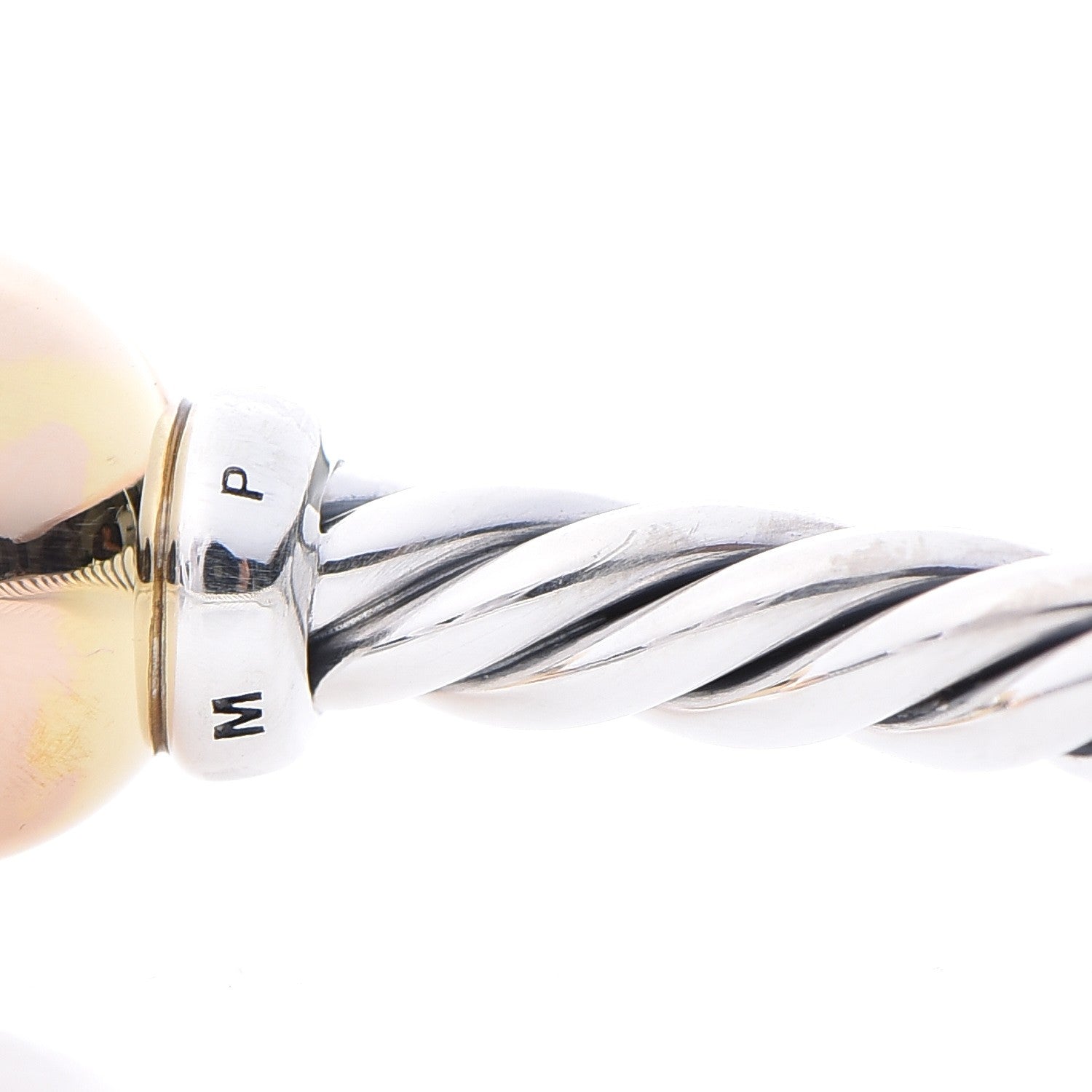 David Yurman Sterling Silver 18K Yellow Gold Diamond 9mm Solari Bead Bracelet 5 of 5