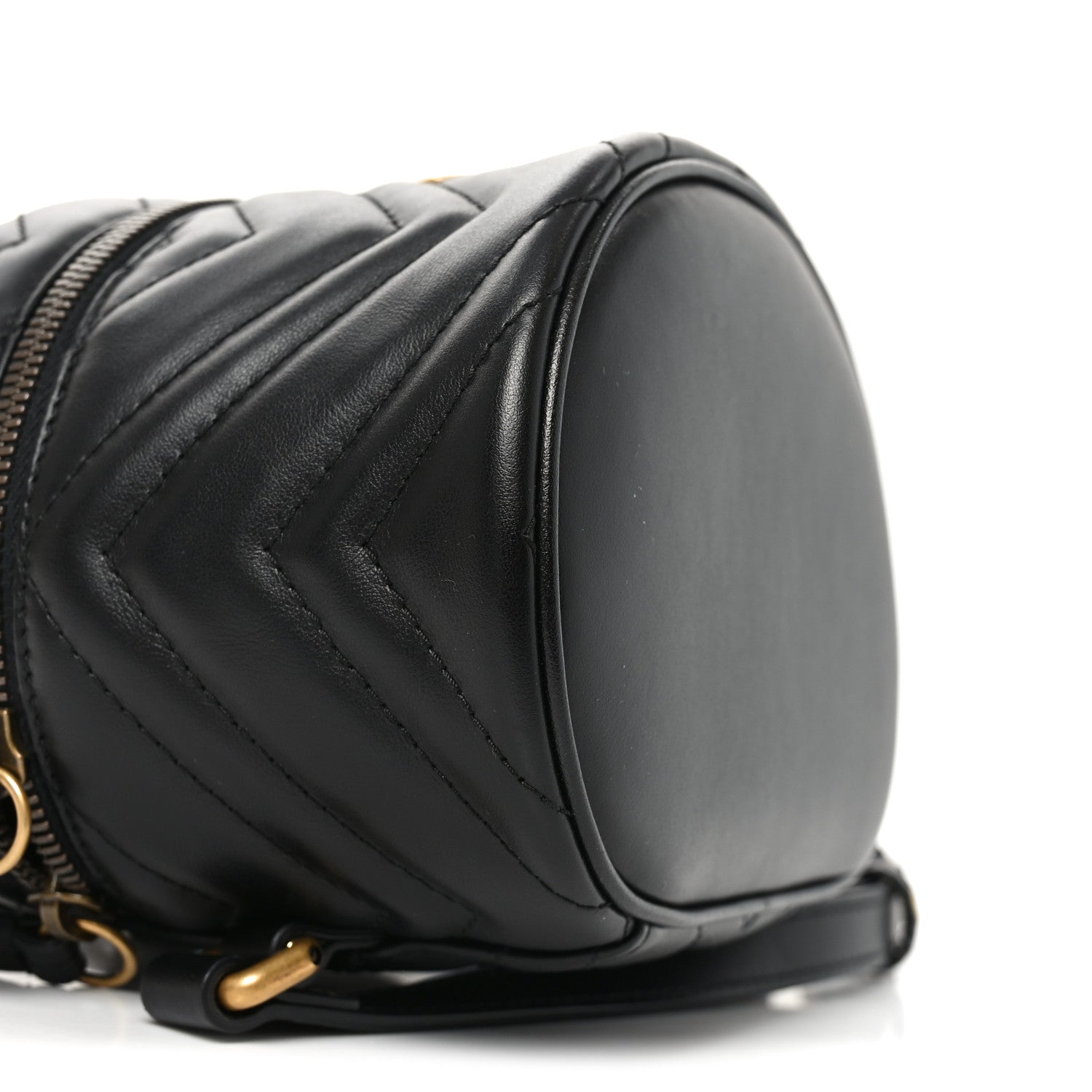 Gucci Calfskin Matelasse Chevron Mini GG Marmont Top Handle Bag Black 9 of 11