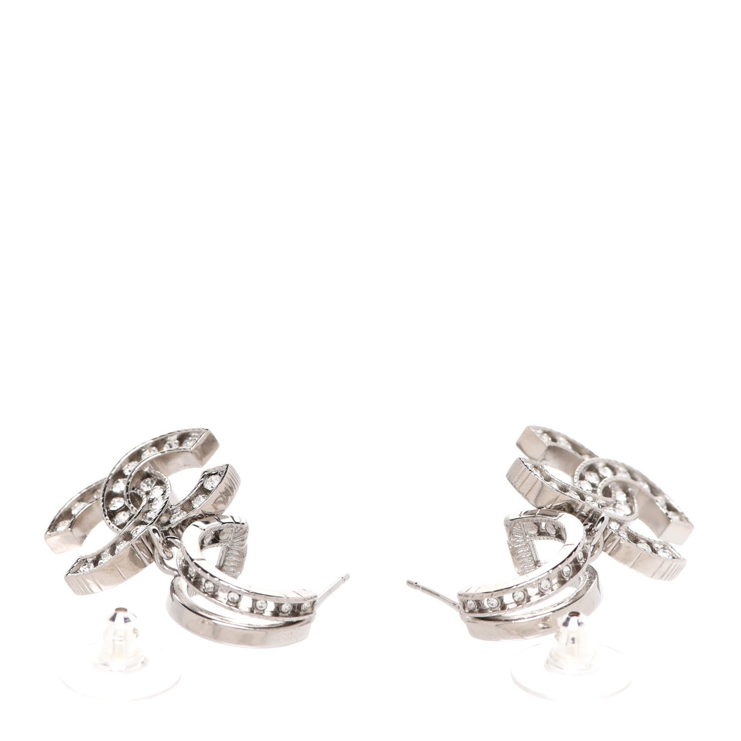 Crystal CC Drop Earrings Silver