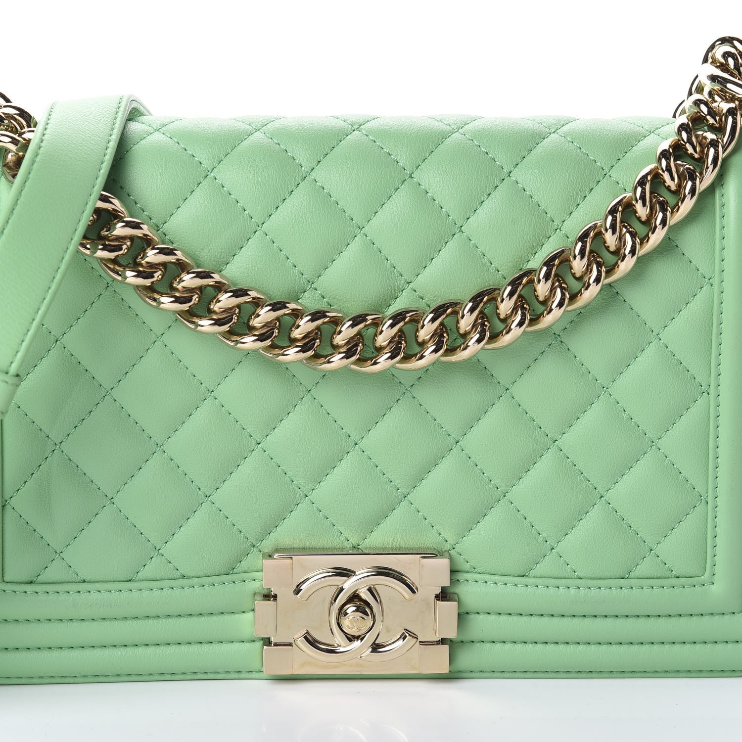 Chanel Calfskin Quilted Medium Boy Flap Green 10 of 11