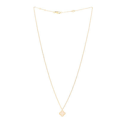 Van Cleef & Arpels 18K Yellow Gold Mother of Pearl Sweet Alhambra Pendant Necklace 3 of 5