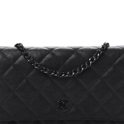 Chanel Crumpled Calfskin Quilted Wallet On Chain WOC So Black 12 of 13