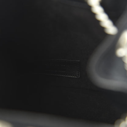 Saint Laurent Woven Wool Embroidered Baby Emmanuelle Bucket Bag Black 9 of 13