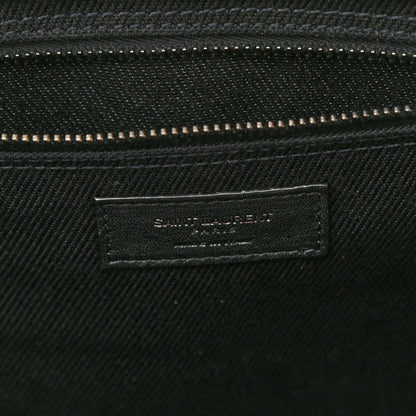 Saint Laurent Linen Calfskin Rive Gauche Tote Black 6 of 8