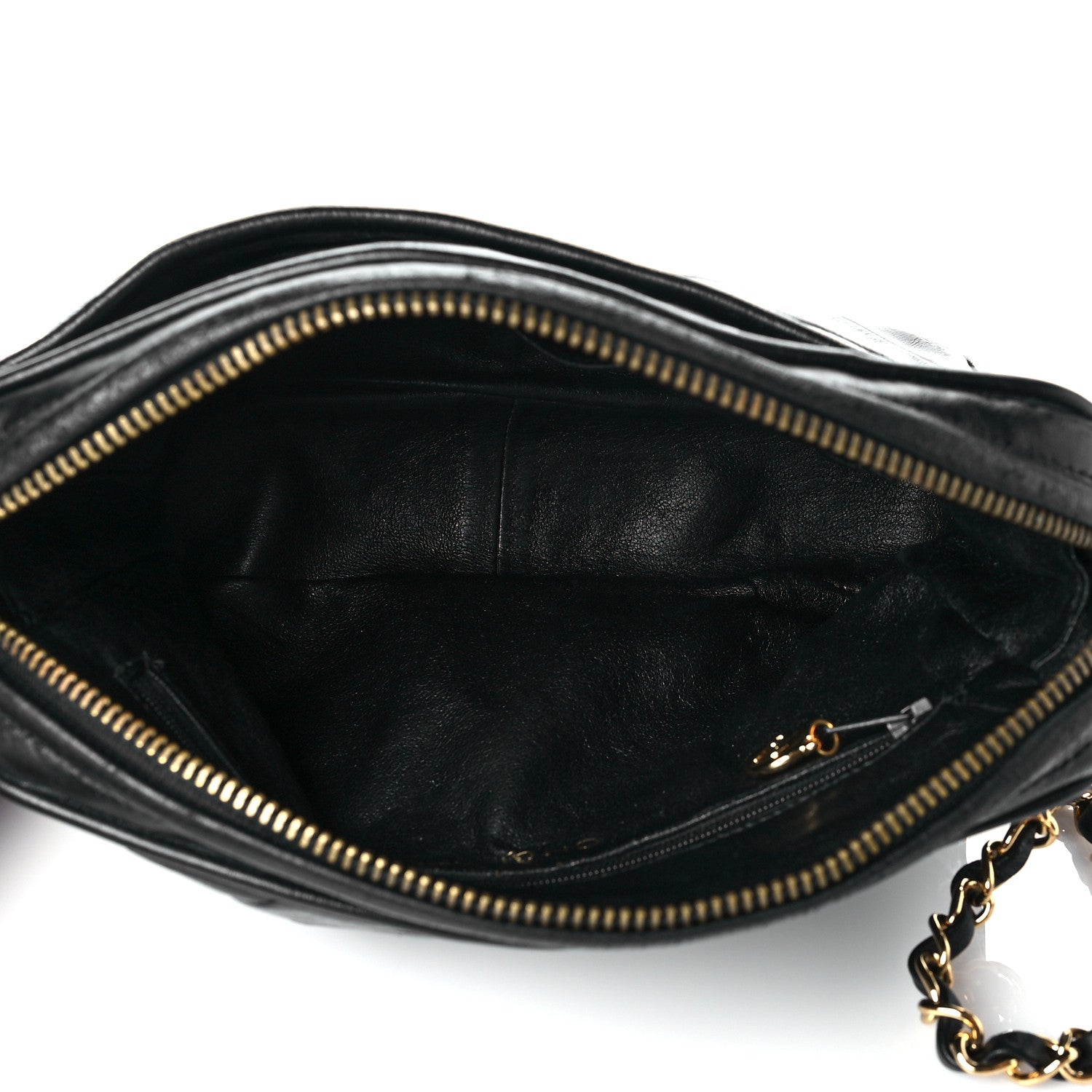 Chanel Lambskin Chevron Quilted Tassel Camera Case Black 5 of 14
