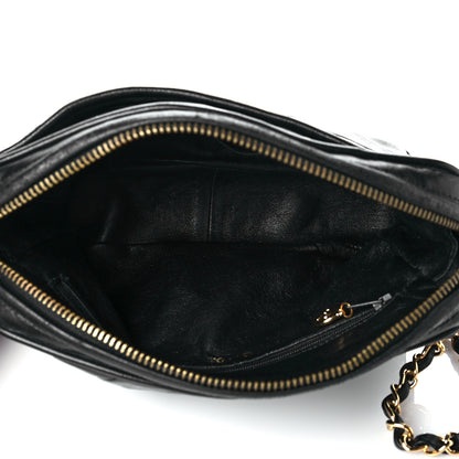 Chanel Lambskin Chevron Quilted Tassel Camera Case Black 5 of 14