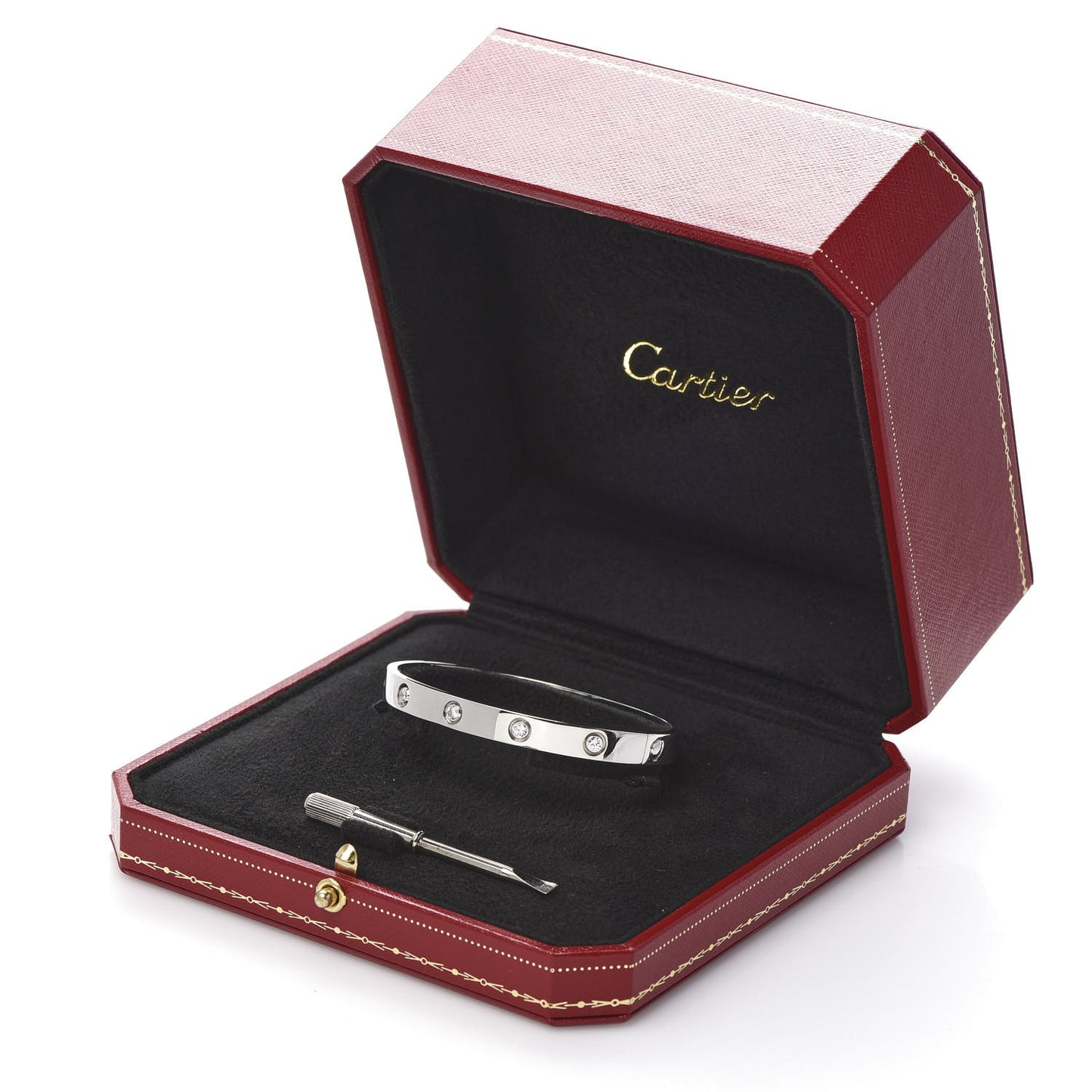 18K White Gold 10 Diamond LOVE Bracelet 17