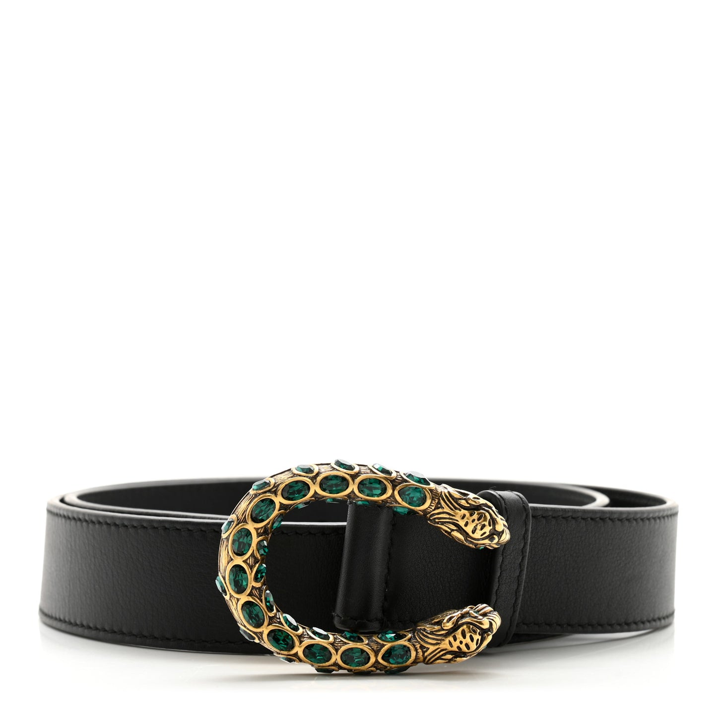Moon Calfskin Crystal Dionysus 30mm Belt 80 32 Black Green Diamond