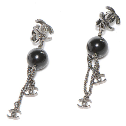 Chanel Chain and Bead CC Earrings Silver 1 of 3