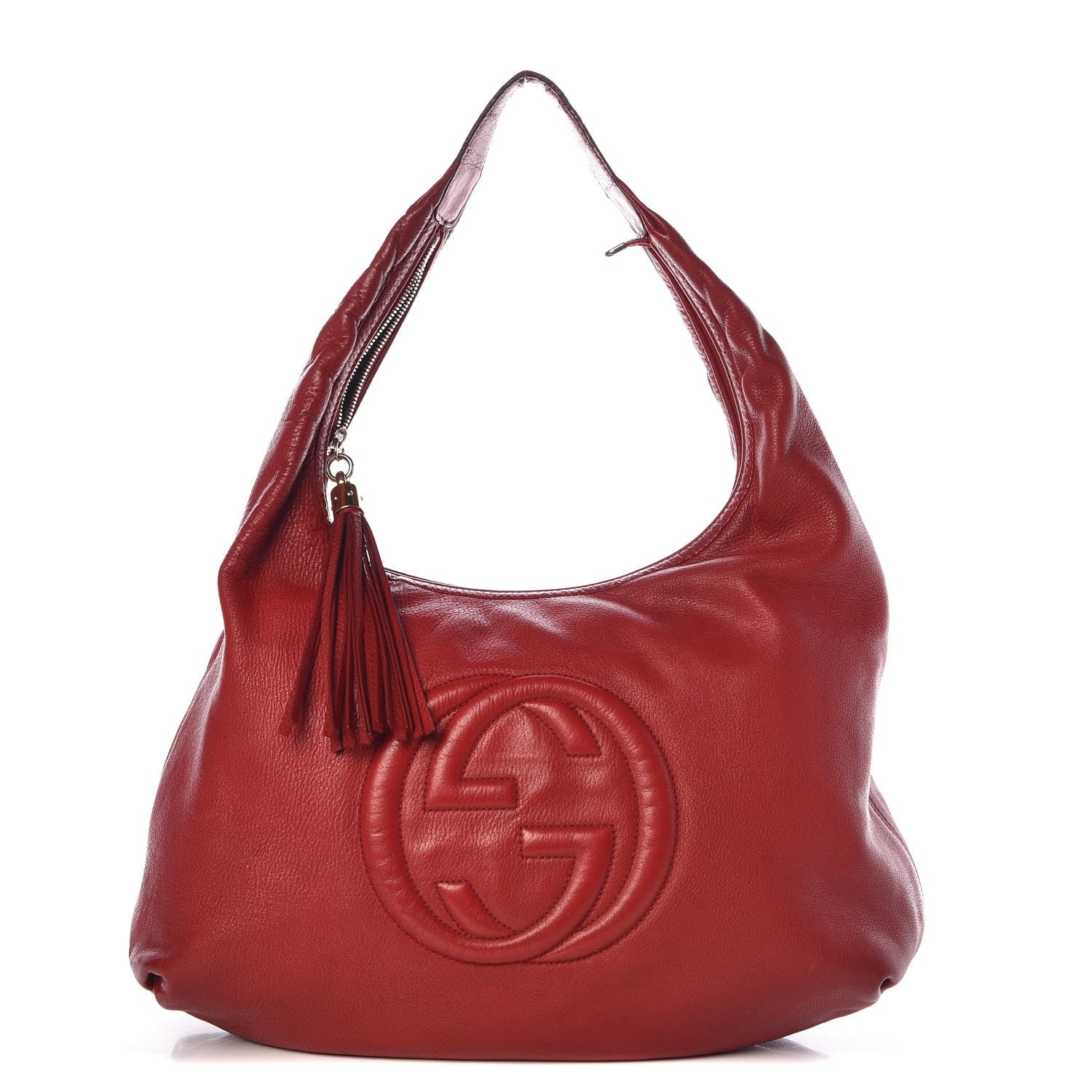 Gucci Pebbled Calfskin Large Soho Hobo Red 1 of 13