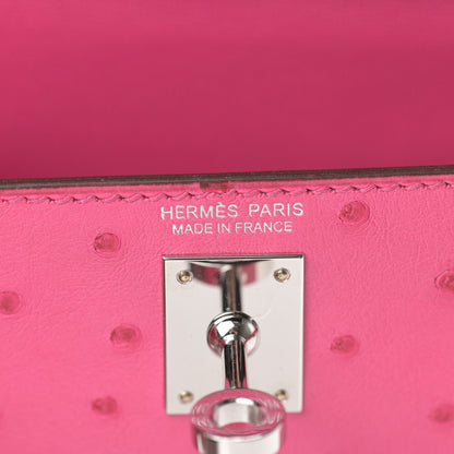 Hermes Ostrich Kelly Sellier Mini 20 Rose Tyrien 18 of 33