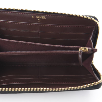 Chanel Lambskin Quilted Large Gusset Zip Around Wallet Black 4 of 7