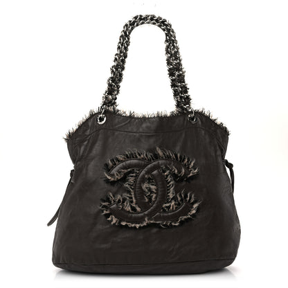 Chanel Tweed Lambskin Drawstring Tweedy Tote Brown 1 of 10