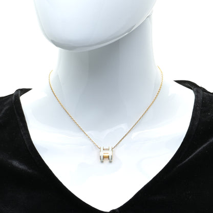 Hermes Lacquered Gold Pop H Pendant Necklace White 2 of 6
