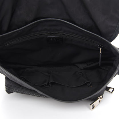 Gucci Nylon Monogram Double Buckle Flap Messenger Bag Black 5 of 9