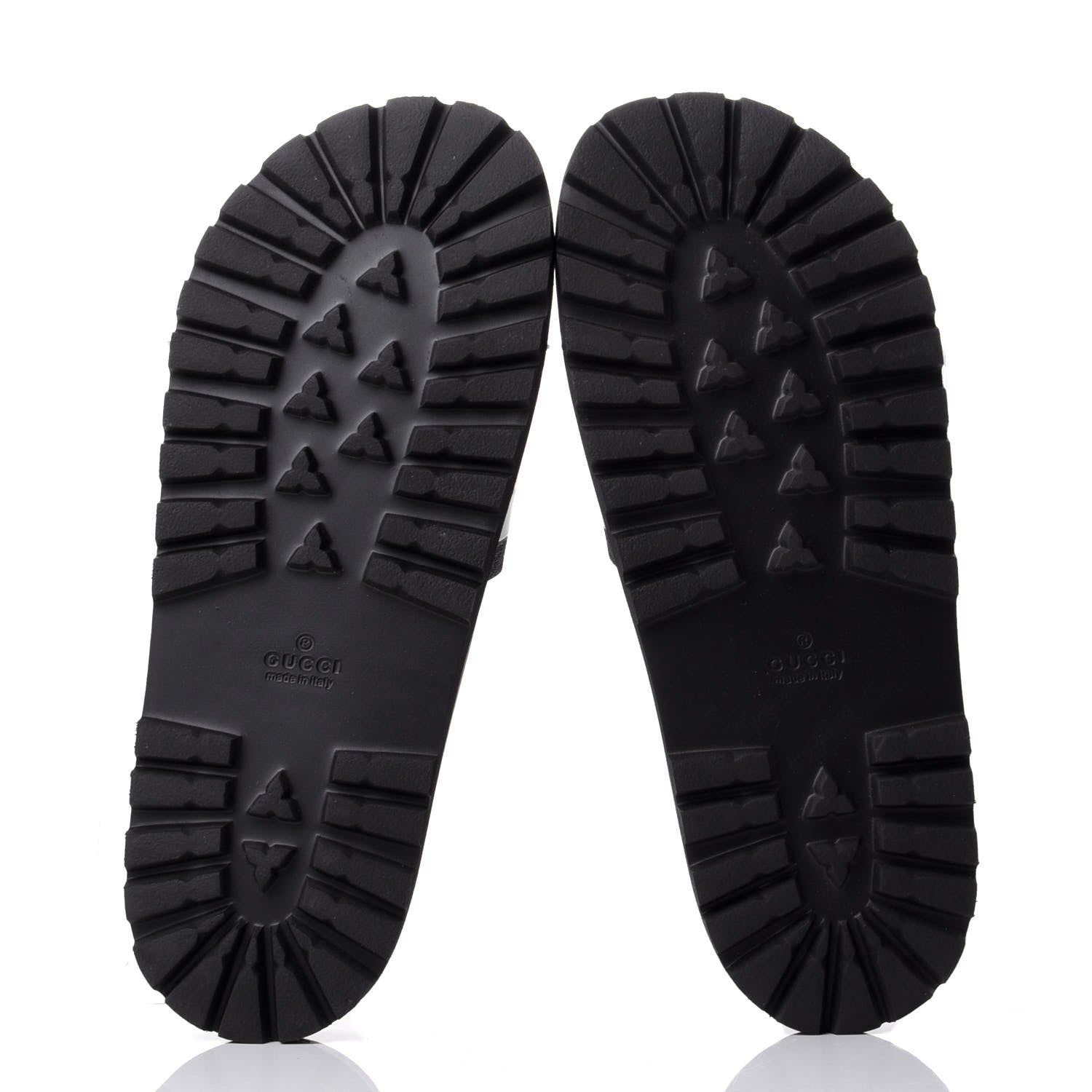 Gucci Rubber Web Mens Lug Sole Slide Sandals 10 Black Green Red 7 of 9