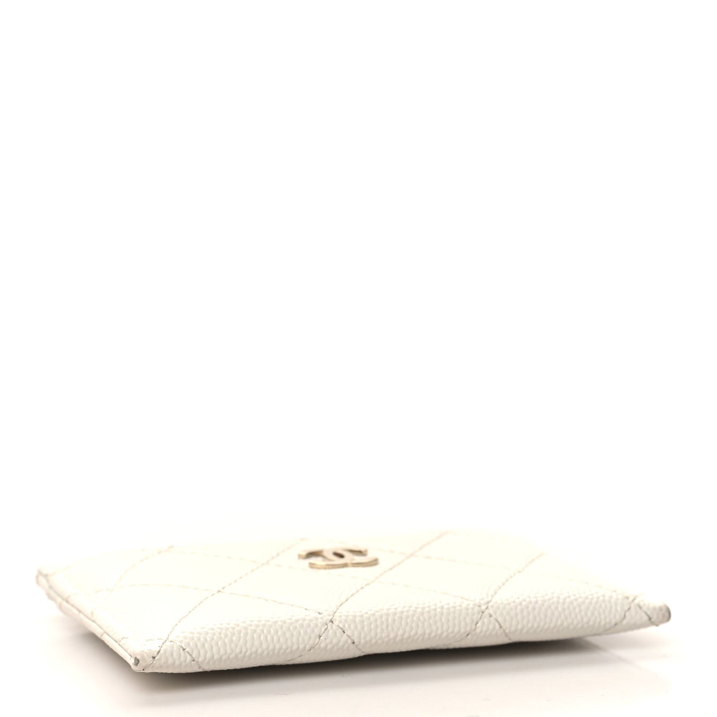 Caviar Quilted Card Holder White