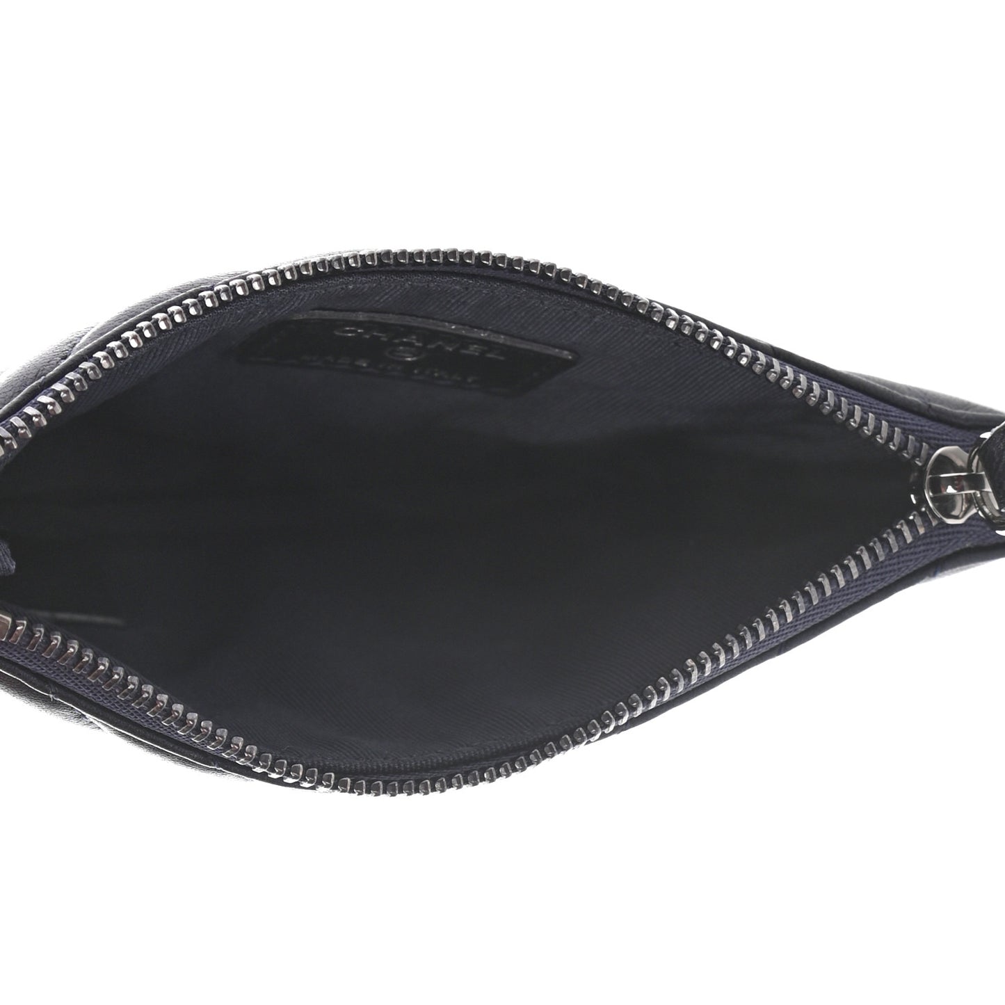 Lambskin Chevron Quilted Studded Small Cosmetic Case Dark Navy