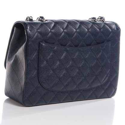 Chanel Caviar Jumbo Single Flap Dark Navy 3 of 9