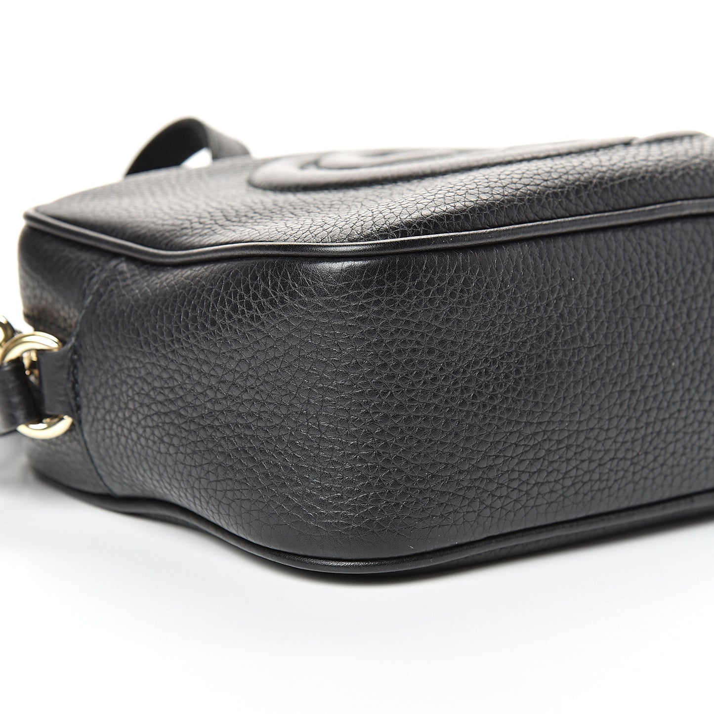 Pebbled Calfskin Small Soho Disco Bag Black