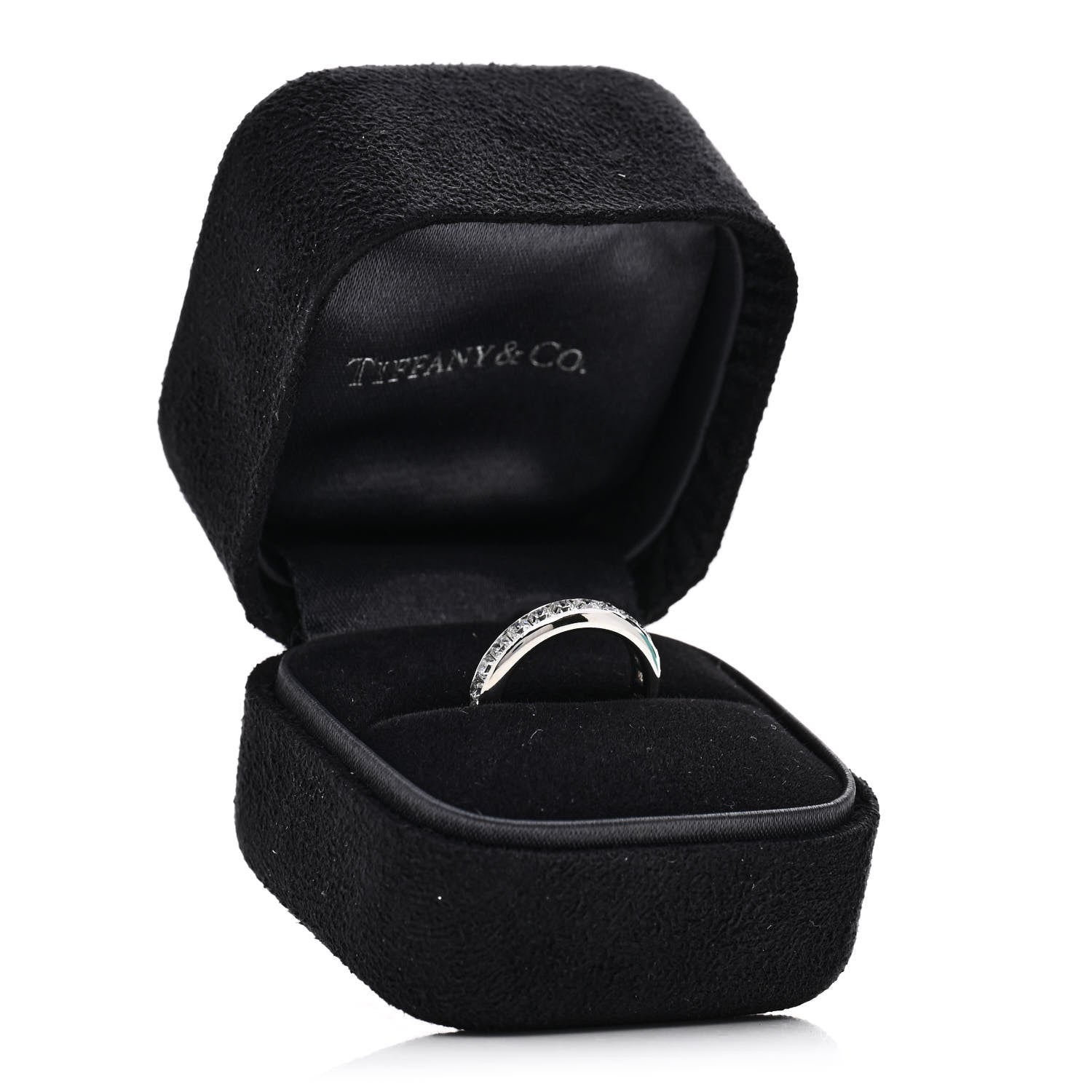 Tiffany Platinum Diamond Princess Lucida Half Circle Wedding Band Ring 46 3.75 6 of 6