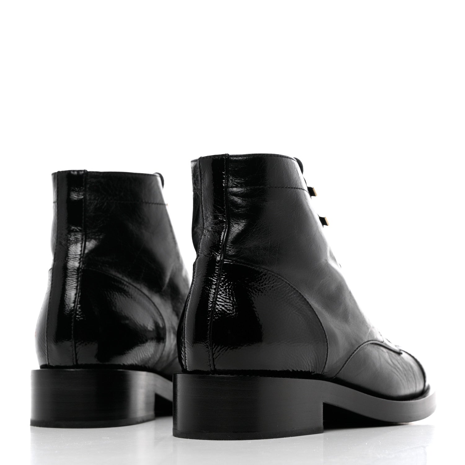 Chanel Crumpled Lambskin Shiny Calfskin Combat Boots 38 Black 4 of 9