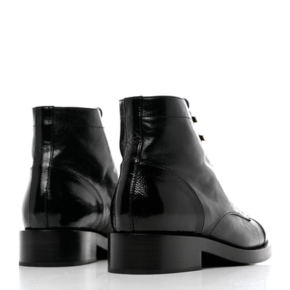Chanel Crumpled Lambskin Shiny Calfskin Combat Boots 38 Black 4 of 9