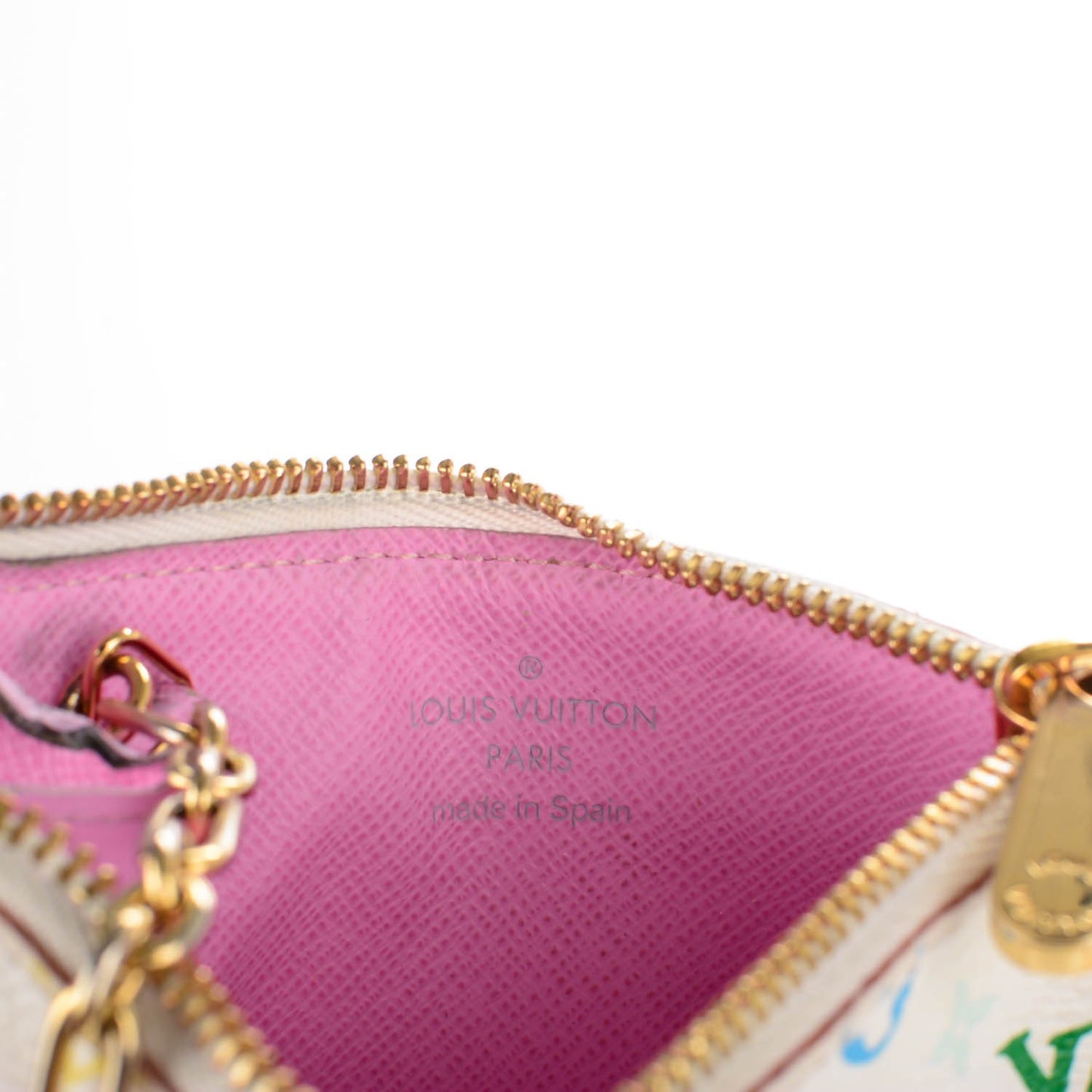 Monogram Multicolor Key Pouch White Litchi