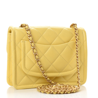 Chanel Caviar Quilted Mini Sweet Classic Flap Yellow 3 of 10