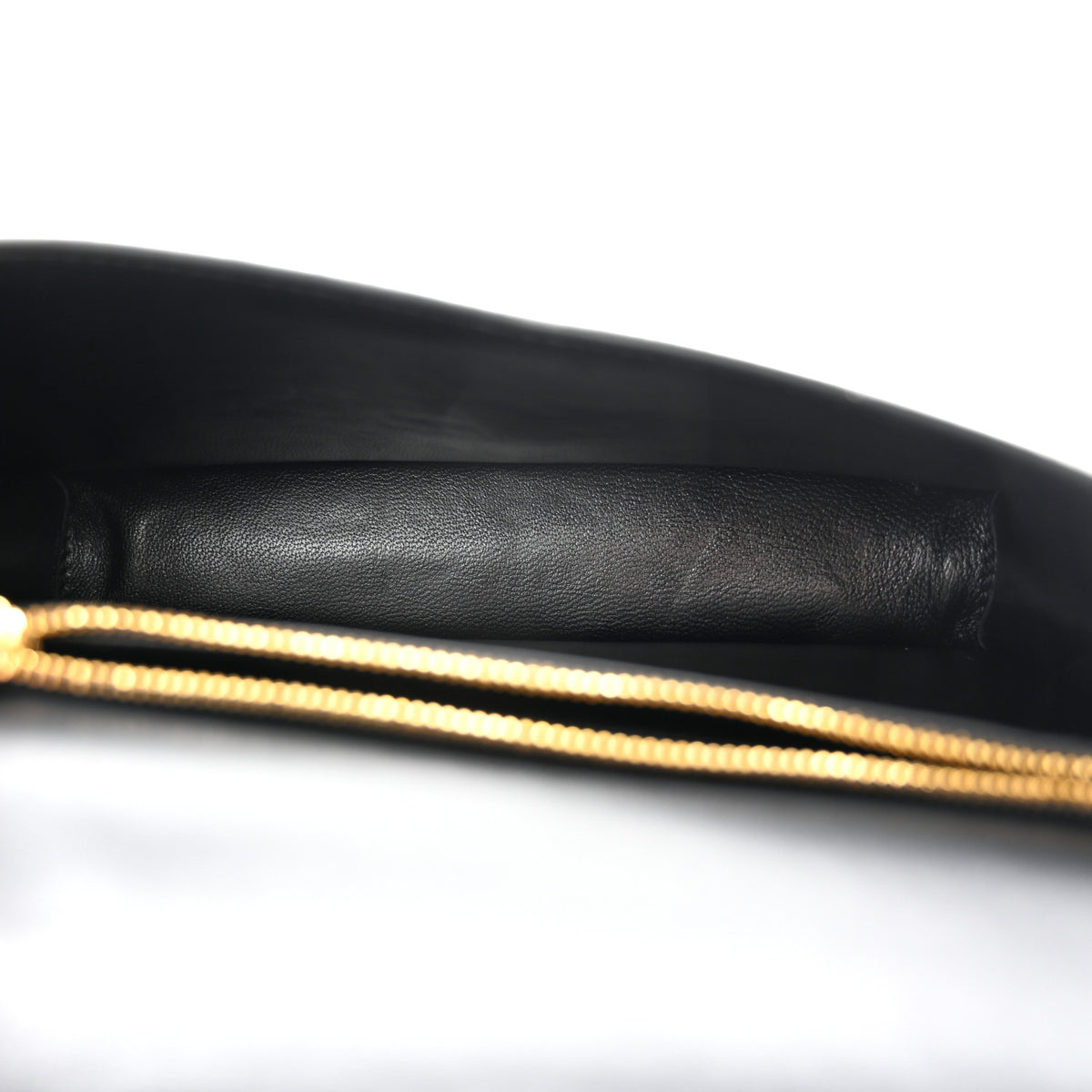 Saffiano Lux Metal Triangle Logo Mini Envelope Chain Shoulder Bag Black
