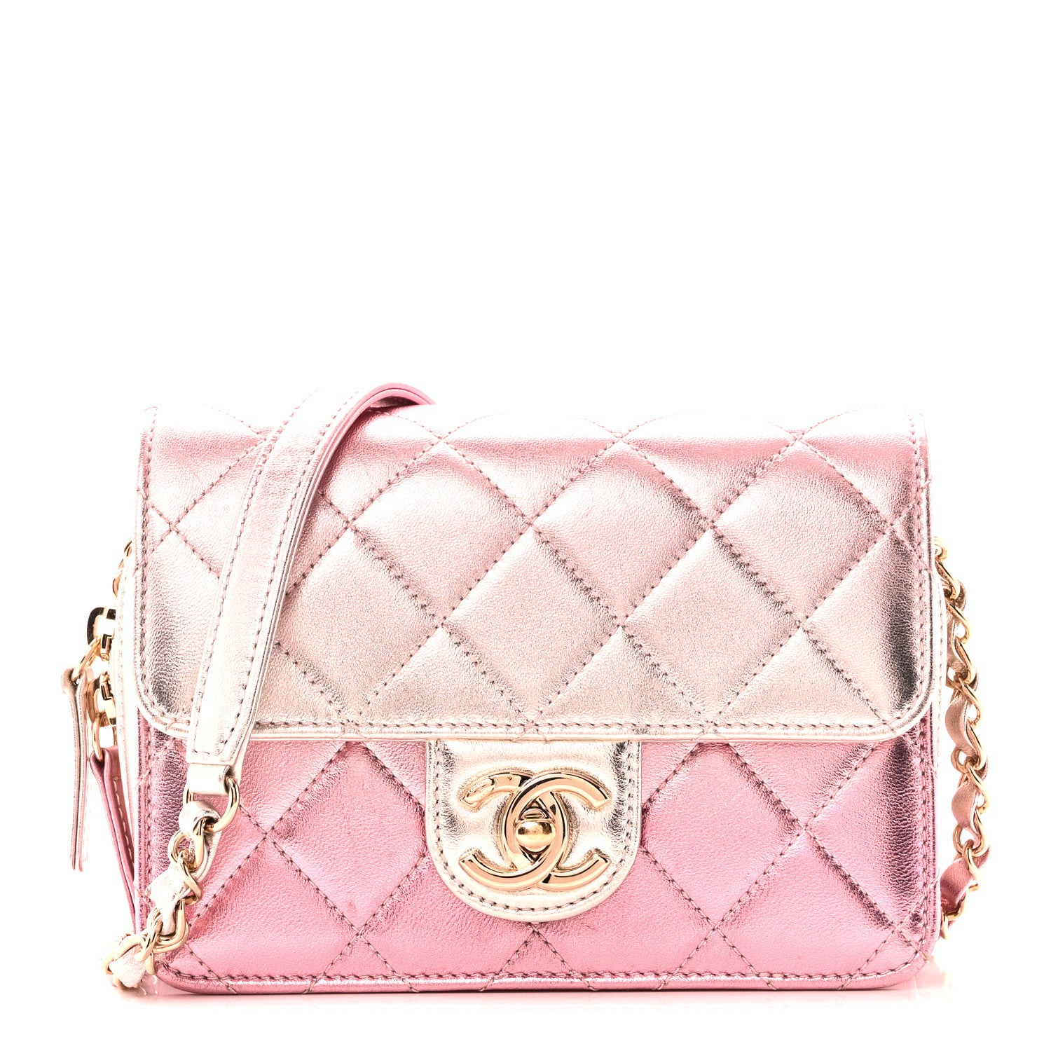 Chanel Metallic Lambskin Like A Wallet Flap Golden Pink 8 of 11