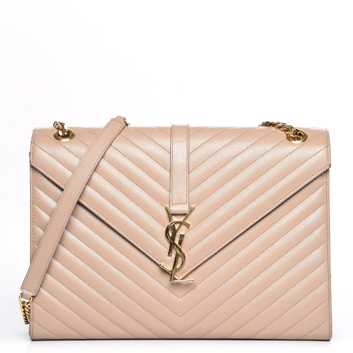 Grain De Poudre Matelasse Chevron Large Monogram Satchel Dark Beige